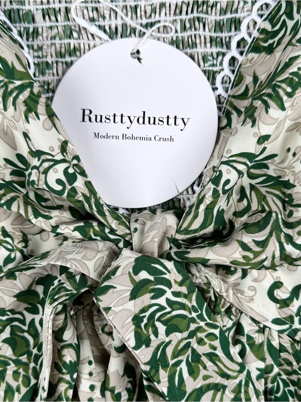 Rustty Dustty Green Floral Ruffle Tie Front Blouse Cottagecore Boho Top 0XL - Picture 6 of 8